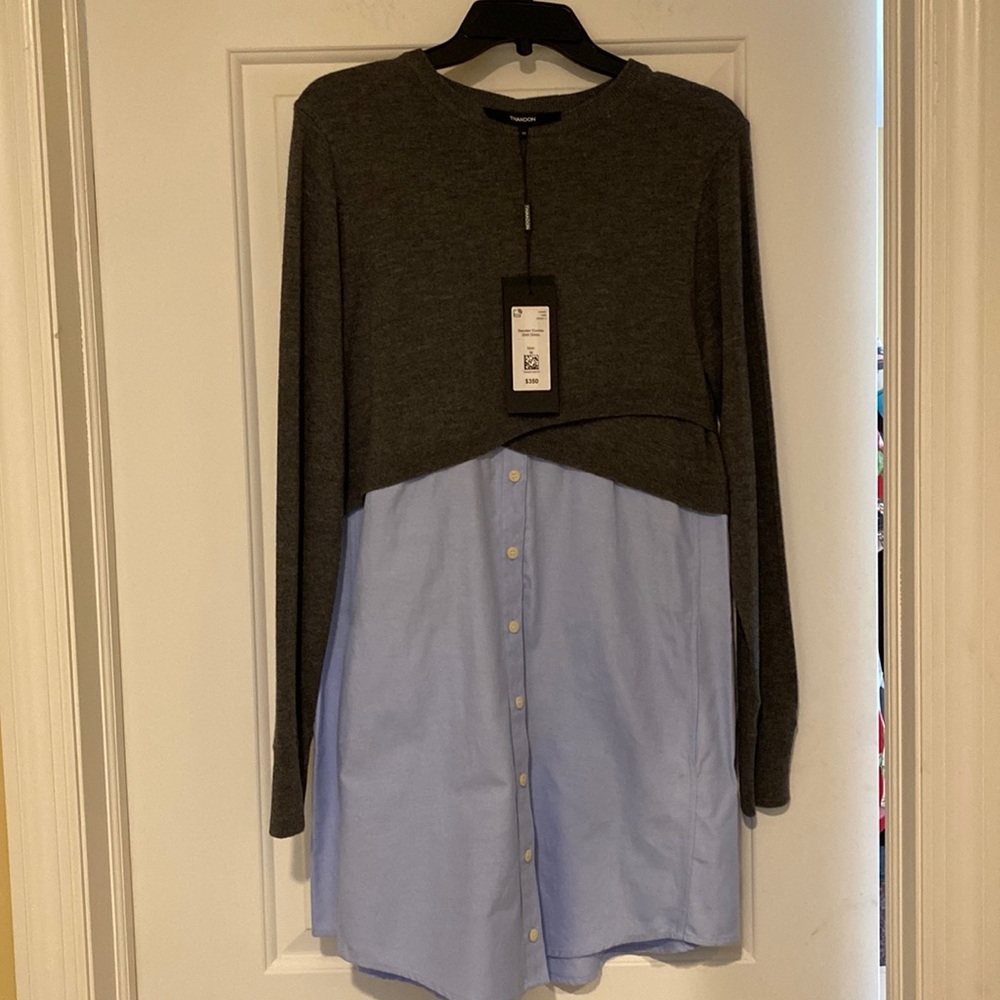 Thakoon Sweater Combo Shirt Dress 💯 Wool New With Tags